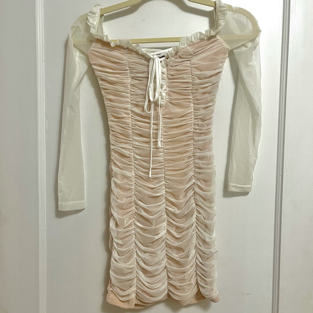 Fashion Nova white long sleeve dress
